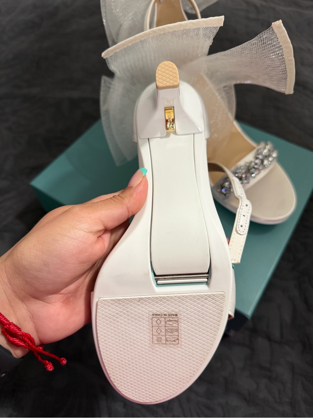 Pashion White Embellished Ankle-Strap Heels - Picture 5 of 6